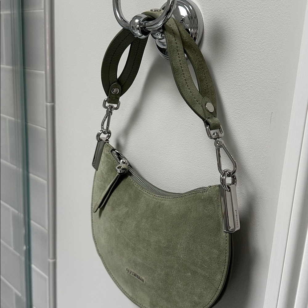 Coccinelle Purse NWT light green suede Italian wear on shoulder wrist crossbody - Picture 11 of 15